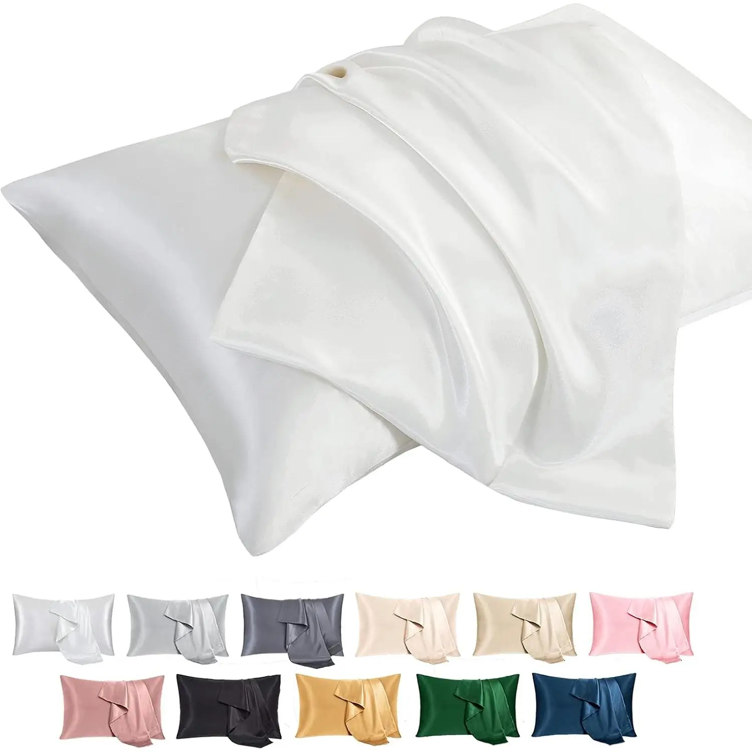 Ivory White Pillowcases Queen Size Set of 2| Pillow Case Covers for Hair and Skin, Wrinkle Fade Resistant, Hidden Envelope Closure (20x30 Inches)