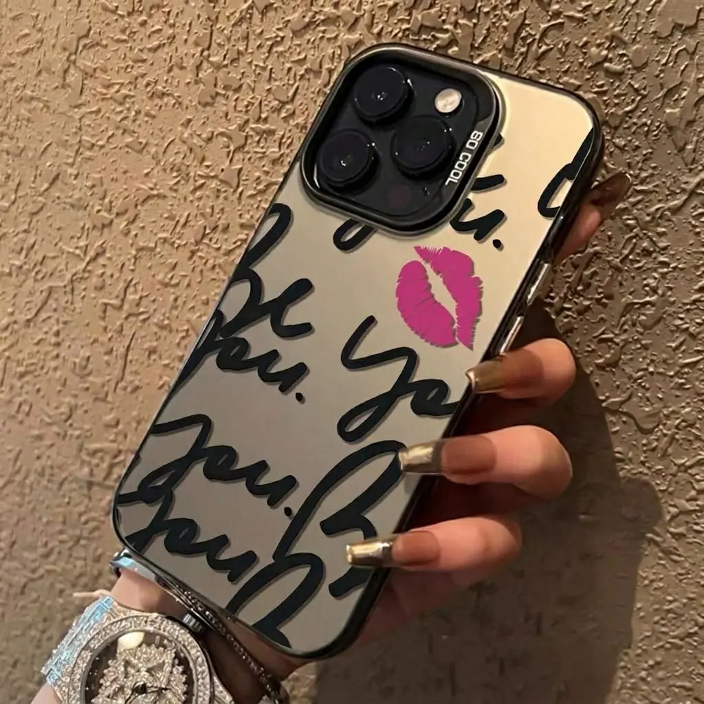 Lip Kiss Pattern Phone Case, Minimal Fashion Girl Style for iPhone 17 16 15 14 13 12 11 Plus Pro Max, Anti-Scratch Pretty Gift for Her