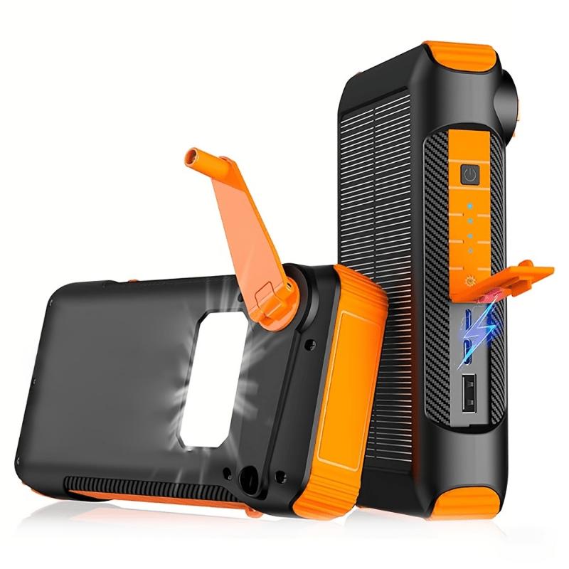 43800 mAh Solar Power Bank with USB and Hand Crank Charging - Supports Fast Charging of Multiple Devices at the Same Time (22.8W), Portable Night Light, 5V-36V Output and Cable Management (Travel, Outdoor, Emergency), Compact Design, Multi-function Chargi