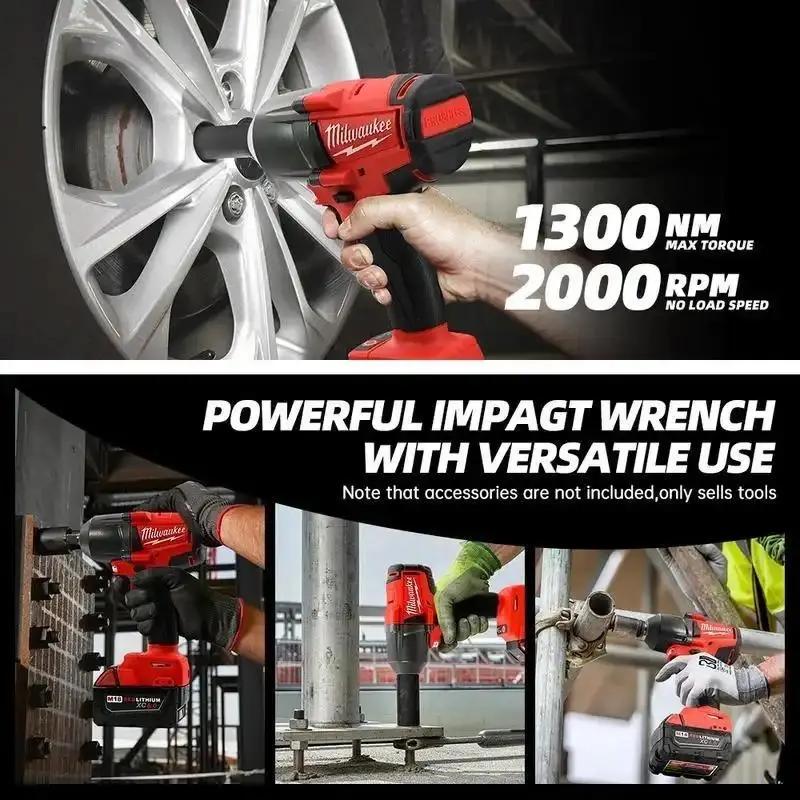 Milwaukee 18V Cordless Electric Wrench Durable Brushless Impact Wrench 800N.M with Battery & Fast Charger