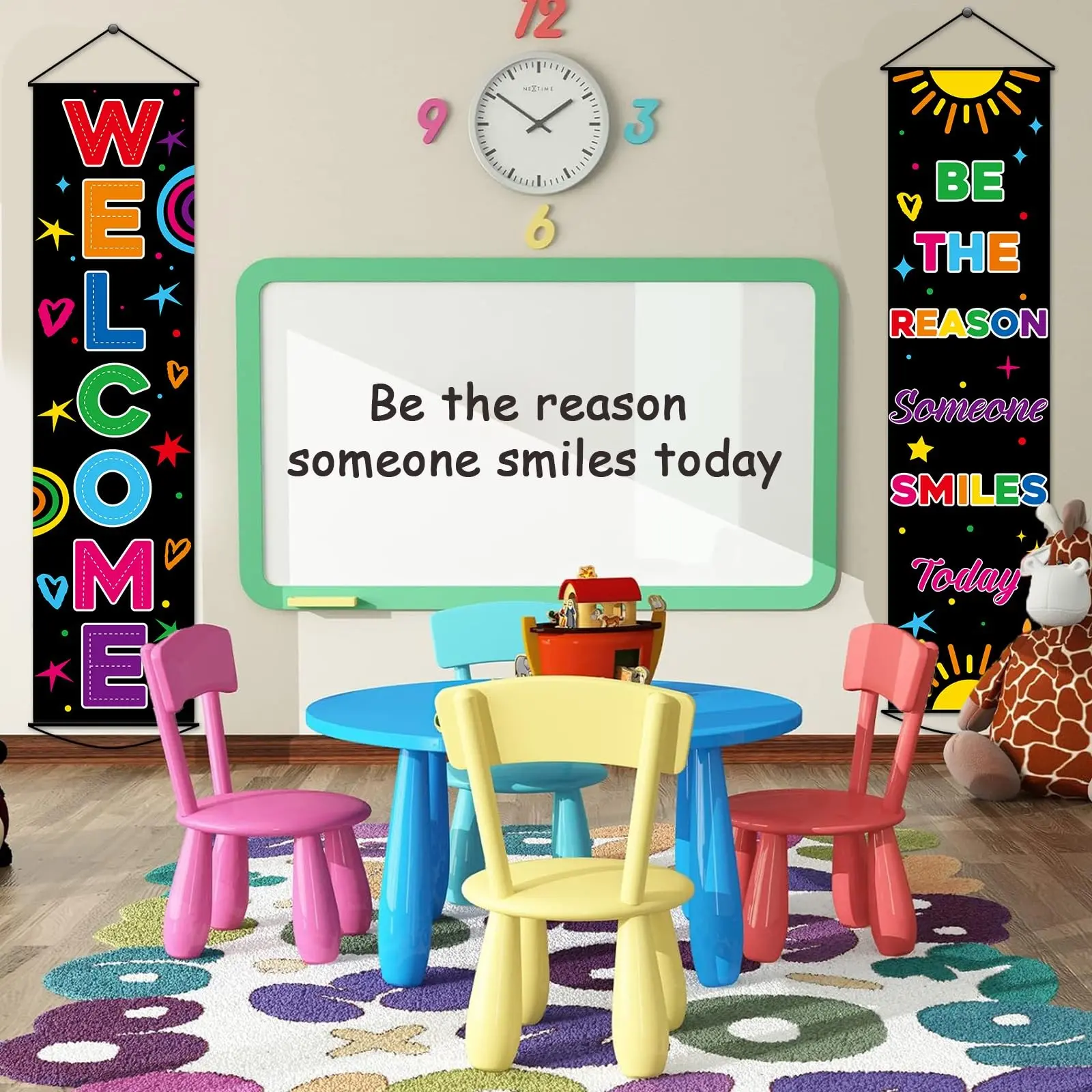 2D Flat Banner 2pc, Colorful Welcome Banner, Classroom Door Decor, School Opening Sign, Inspirational Bulletin Board, Sym