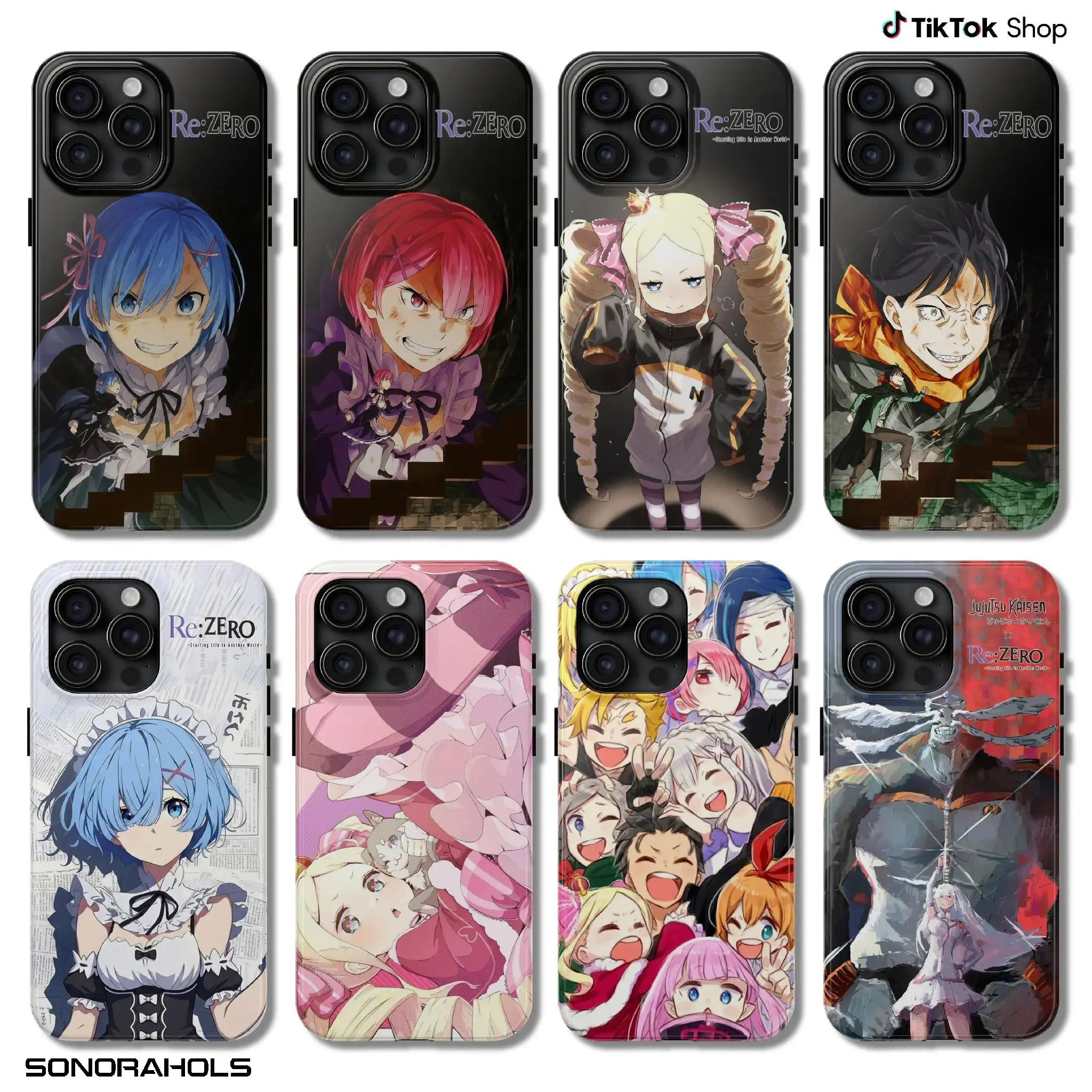 Re Zero kara Hajimeru Isekai Seikatsu Phone Case, Natsuki Subaru Return by Death Emilia Rem and Ram Phone Cover, Dark Fantasy Tappei Nagatsuki light novel Suitable for iPhone 17-11 Pro Max/Plus and  Samsung Galaxy S23-25