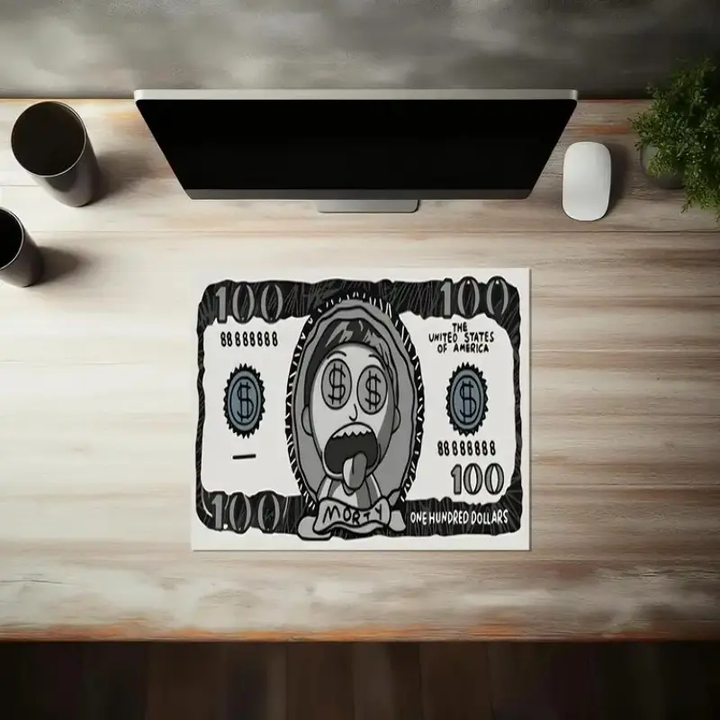 Extra Large Cartoon Dollar Satire Mouse Pad Gaming Desk Mat 35x16 Inch Computer Keyboard Mousepad with Non-Slip Rubber Base Durable Stitched Edge Perfect Gift for Home and Office Mouse Pads for Desk