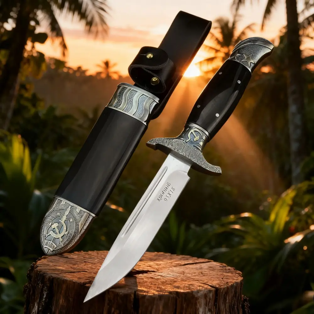 New Russian Soviet Federative Republic Finka Fixed Blade Knife, 7cr13mov Blade Resin Handle, Outdoor Camping Hiking Climbing Tool