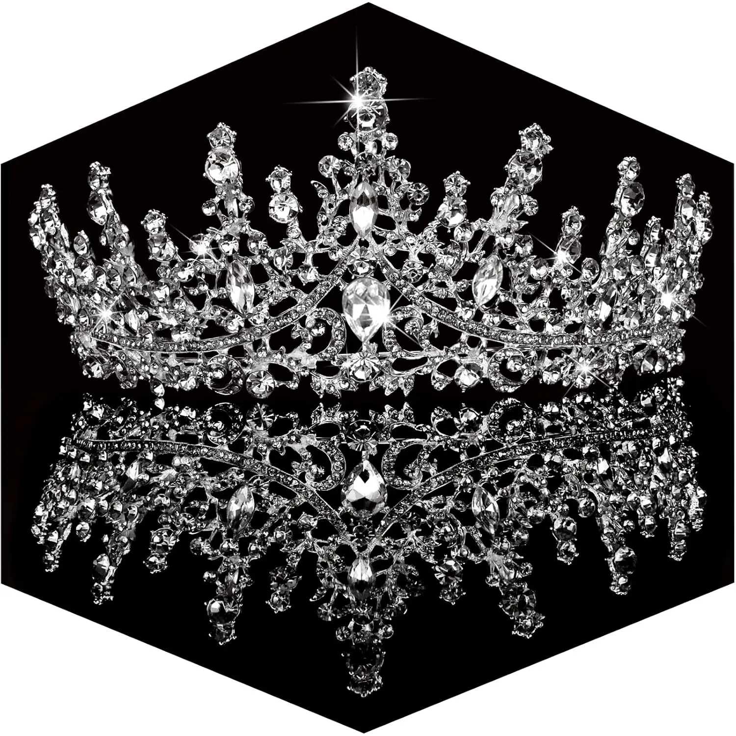 Baby Girls' Silver Metallic Sparkling Crystal Tiara Headpiece - Royal Princess Style, 1 Size, High-Quality Female Accessory, Easy Support, Reliable Service, Fast Shipping, for Wedding Prom, Daily Use