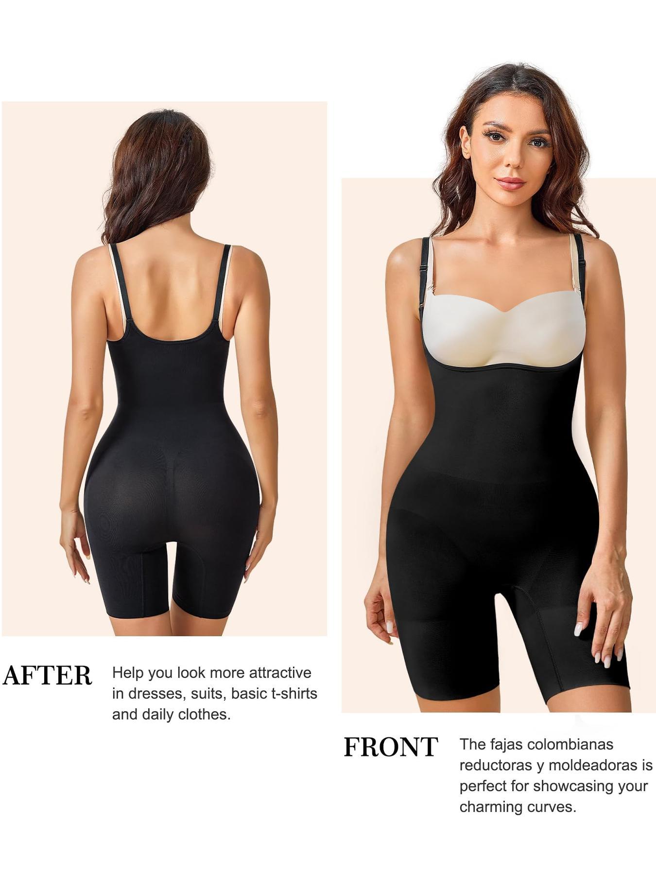 Women's Solid Backless U Neck Shapewear Bodysuit, Adjustable High Stretch Seamless Shaper, Tummy Control Butt Lifter, Ladies Shapewear for All Seasons, Womenswear
