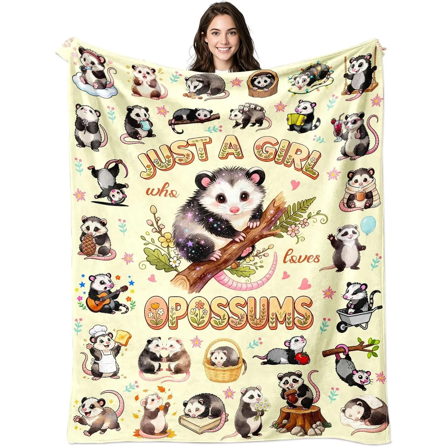 Opossum Blanket Gifts Soft Flannel Opossum Throw Blanket Merch Gifts for Kids Adults 50"x40"