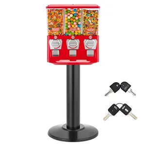 【DealsForYouDays】VEVOR Candy Vending Machine, Triple Compartment Candy Vending Machine with Stand, Gumball Candies Vendings Machines with Built-In Cash Box, Detachable, Vintage Candies Dispenser for Shops, Arcades