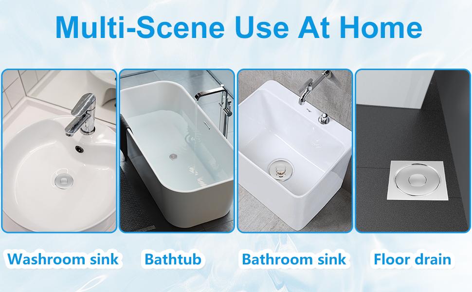 Bathroom Sink Stopper, Universal Drain Filter with Hair Strainer, Universal Bathroom Sink Drain Pop Up Stopper for Stainless Steel Floor Drain Filter
