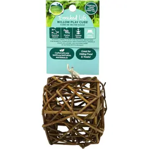 Willow Play Cube, All Natural Enrichment for Rabbits, Guinea Pigs, Rats, and Hamsters, Supports Healthy Teeth and Play Instincts, Safe Chew Accessory for Cages and Play Areas