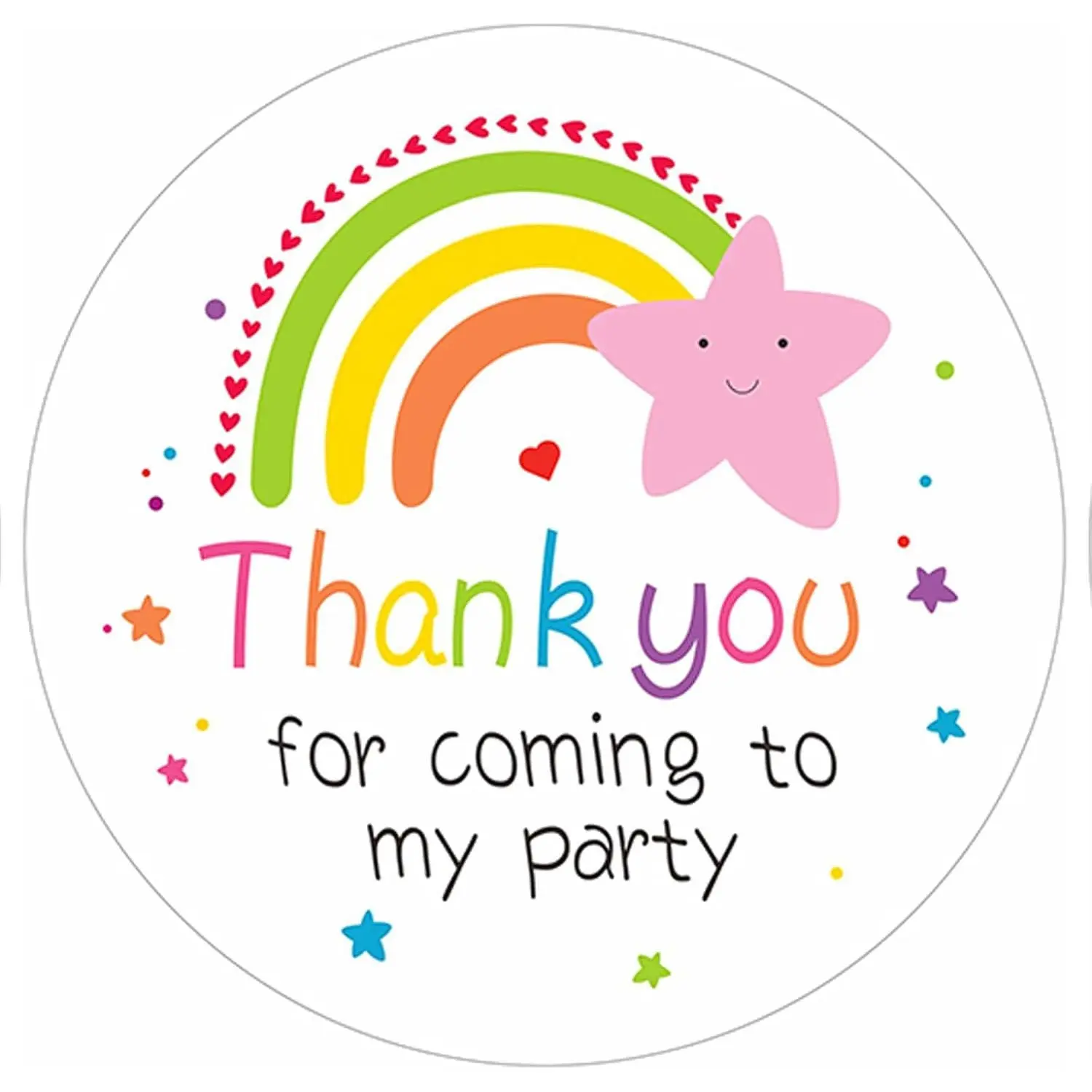 5cm Thank You Stickers, Waterproof Rainbow Stars Labels, Perfect for Birthday Party Bags, Baby Shower Favors, Model Tk001
