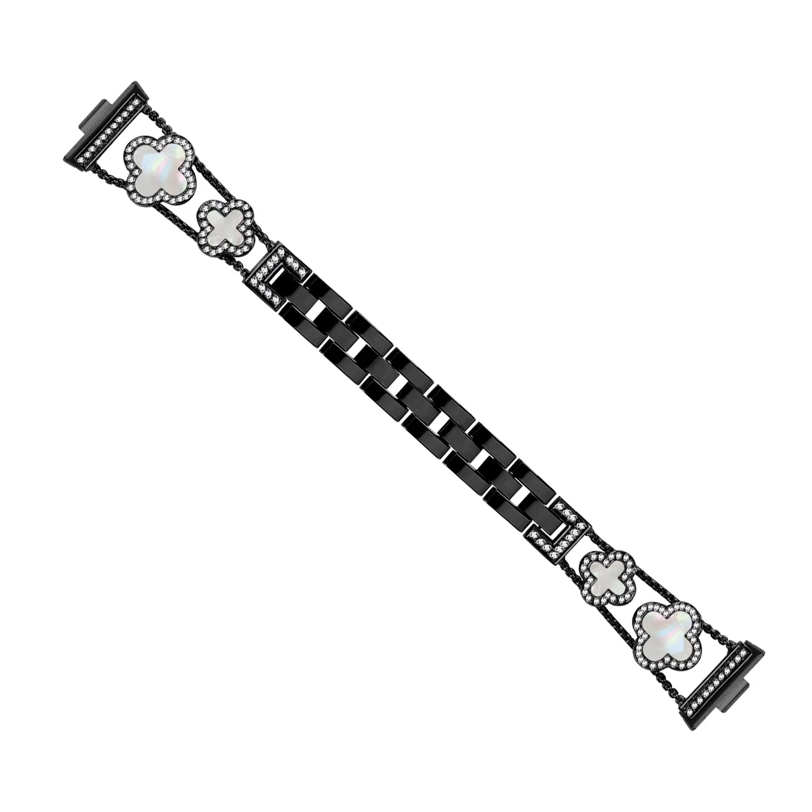 Double Four‑Leaf Clover Metal Bracelet Watch Band, Replacement Strap suit for Huawei Watch Fit3 / Fit4 / 4Pro