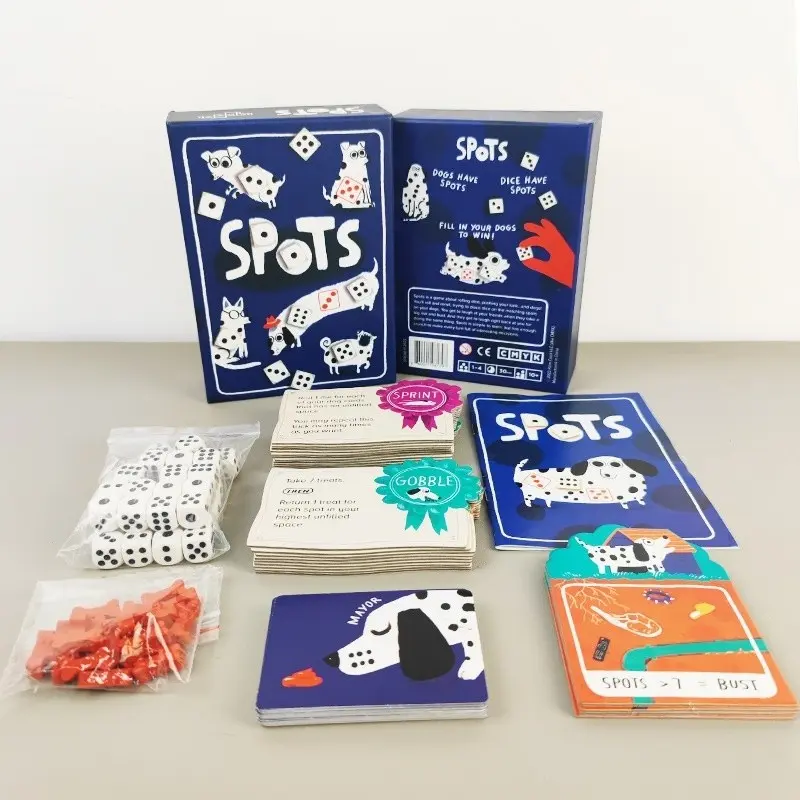 Spots Dog English Version Board Game, Dice Luck Yarn Party Toy, Educational Fun Game for Casual Gatherings, Brain Teaser Puzzle Game