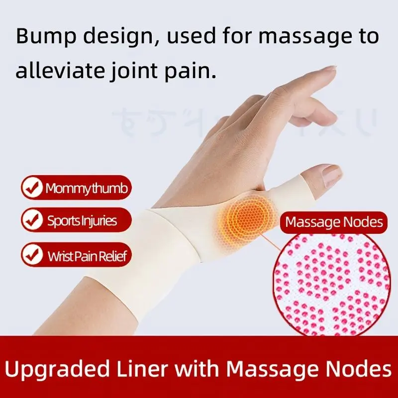 Single Thumb Wrist Brace with Massage Nodes & Bump Design - Soft Compression Support Band for Adults, Prop 65 Safe, Acupressure Therapy Strap for Arthritis Relief, Sports Injuries, no