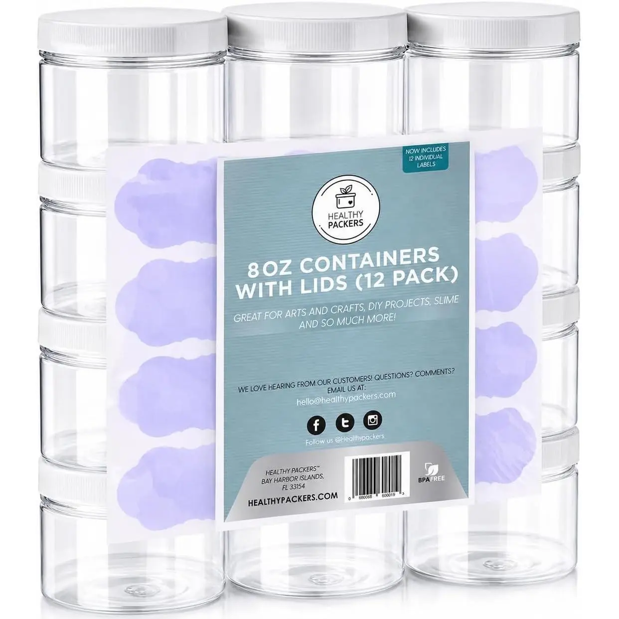 8 oz Slime Containers 12 Pack Clear Plastic Jars with Lids
