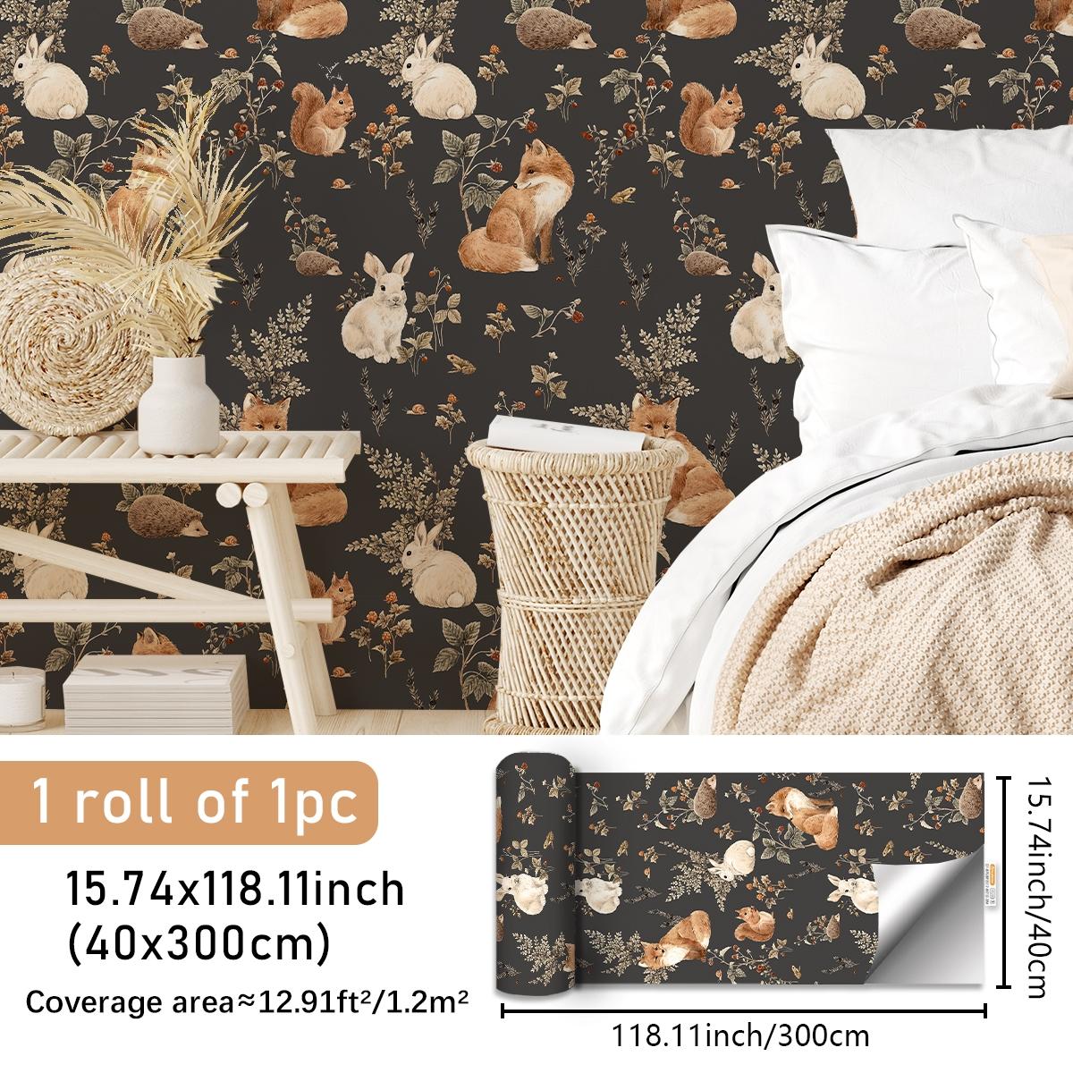 Deep Forest Pattern Wallpaper, Self-Adhesive Animal Wall Paper, Peel And Stick Wallpaper Designs, Waterproof Wear-Resistant, Bedroom Decor, Vintage Space, Furniture Refurbishment #GLOBAL PICKS