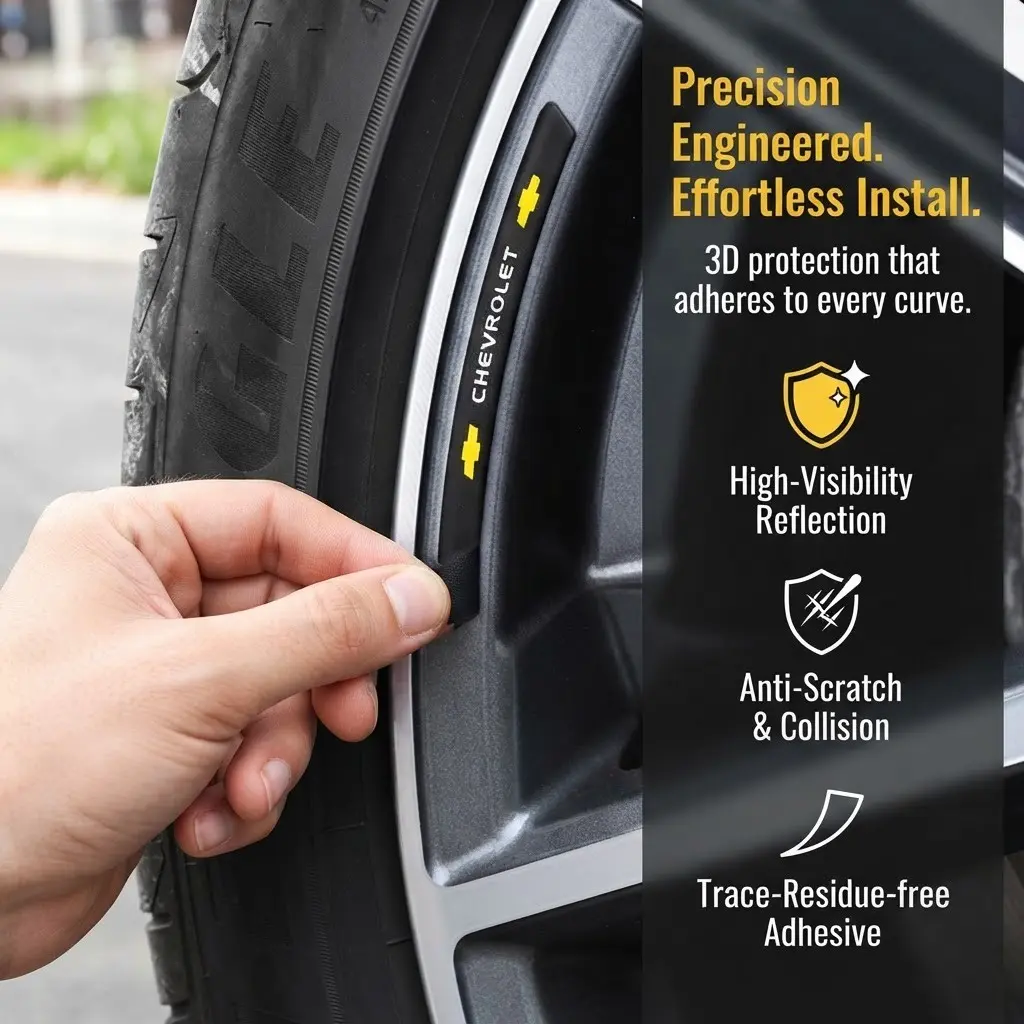 4 Pack wheel arch anti-collision stickers made of flexible silicone, scratch-resistant, wear-proof and shock-absorbing with strong self-adhesive backing, compatible with Malibu, Monza, Cruze, Equinox, Trax, Orlando and Blazer