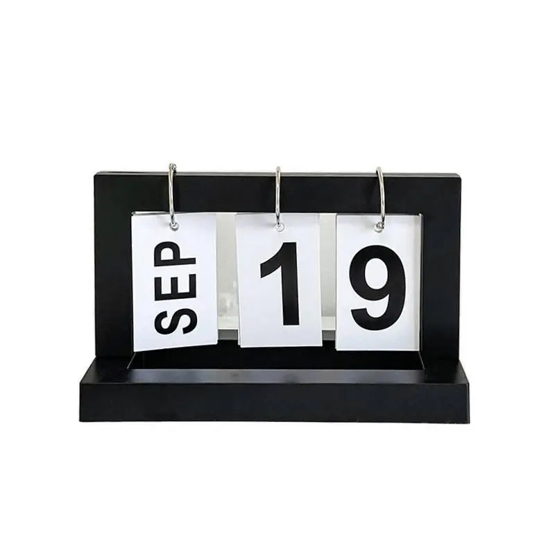 Luxury Nordic Perpetual Tile-Flip Wooden Desk Calendar, Reusable Office Stationery, Aesthetic Desktop Ornament for Office & Living Room Home Decoration, Tile Flips