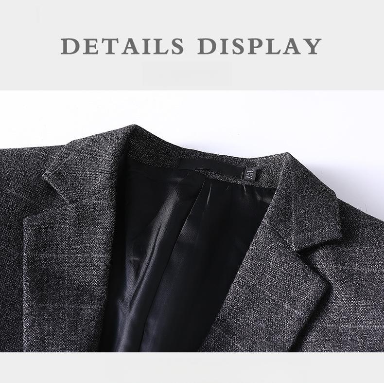 Men's Plaid Slim Fit Suit  Korean Style One-Button Notch Lapel Casual Blazer with Pocket Detail & Center Vent