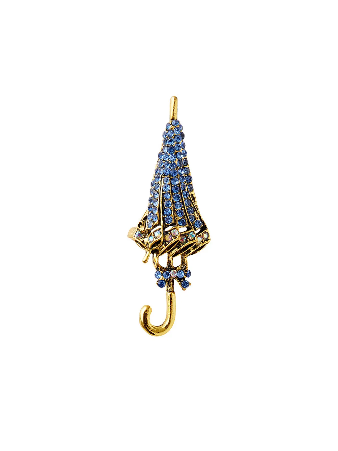 European American Fashion Creative Rhinestone Bow Umbrella Brooch, Cute Lapel Pin for Shirts & Suits, Daily Clothing Accessory