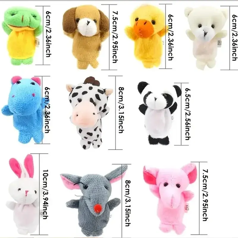 5/10Pcs Soft Plush Animal Finger Puppets, Kids Early Years Educational Toy, Parent-Child Interactive Storytelling Soothing Animal Set for Interactive Play