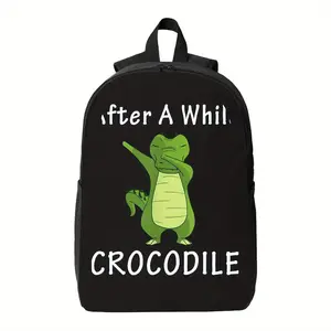 Crocodile Bohemian Style Backpack - Durable Fabric, Hand Washable, Fashionable Unisex for Daily Use, Suitable for School and Travel