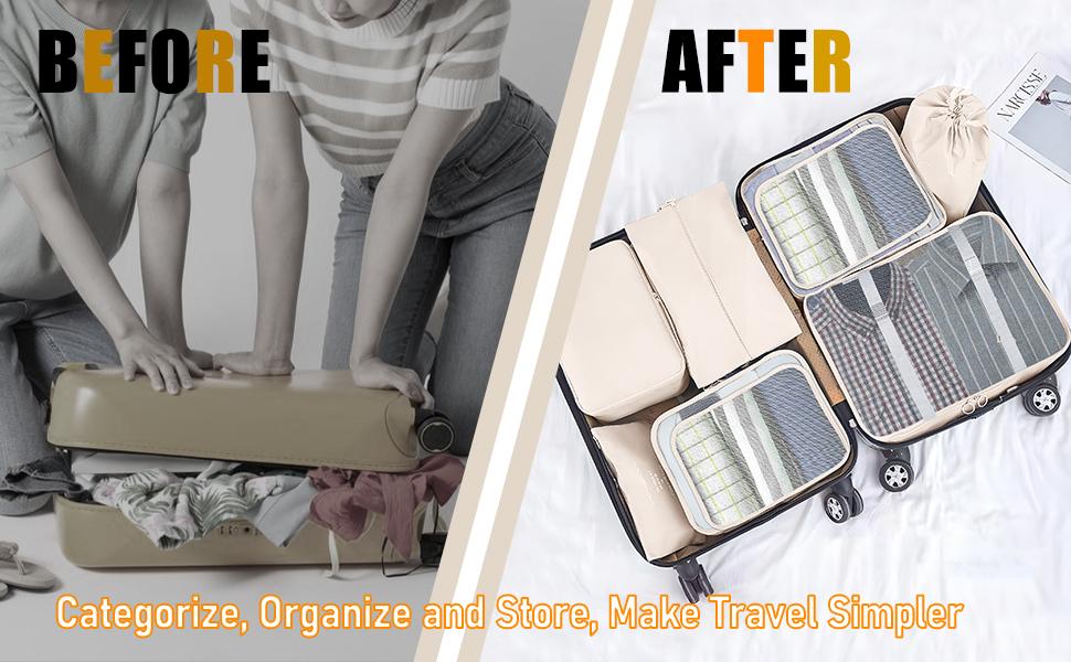 Packing Cubes for Travel - 10 Set Luggage Organizer Bags for Family, Mesh Breathable Travel Packing Cubes for Suitcases Durable Essentials Bags Set