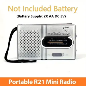 Emergency Pocket Mini Radio Speaker Battery Operated Radio Receiver Best Player for Senior Home Walking 3.5MM Headphones Handheld Lightweight Ultra Thin Radio