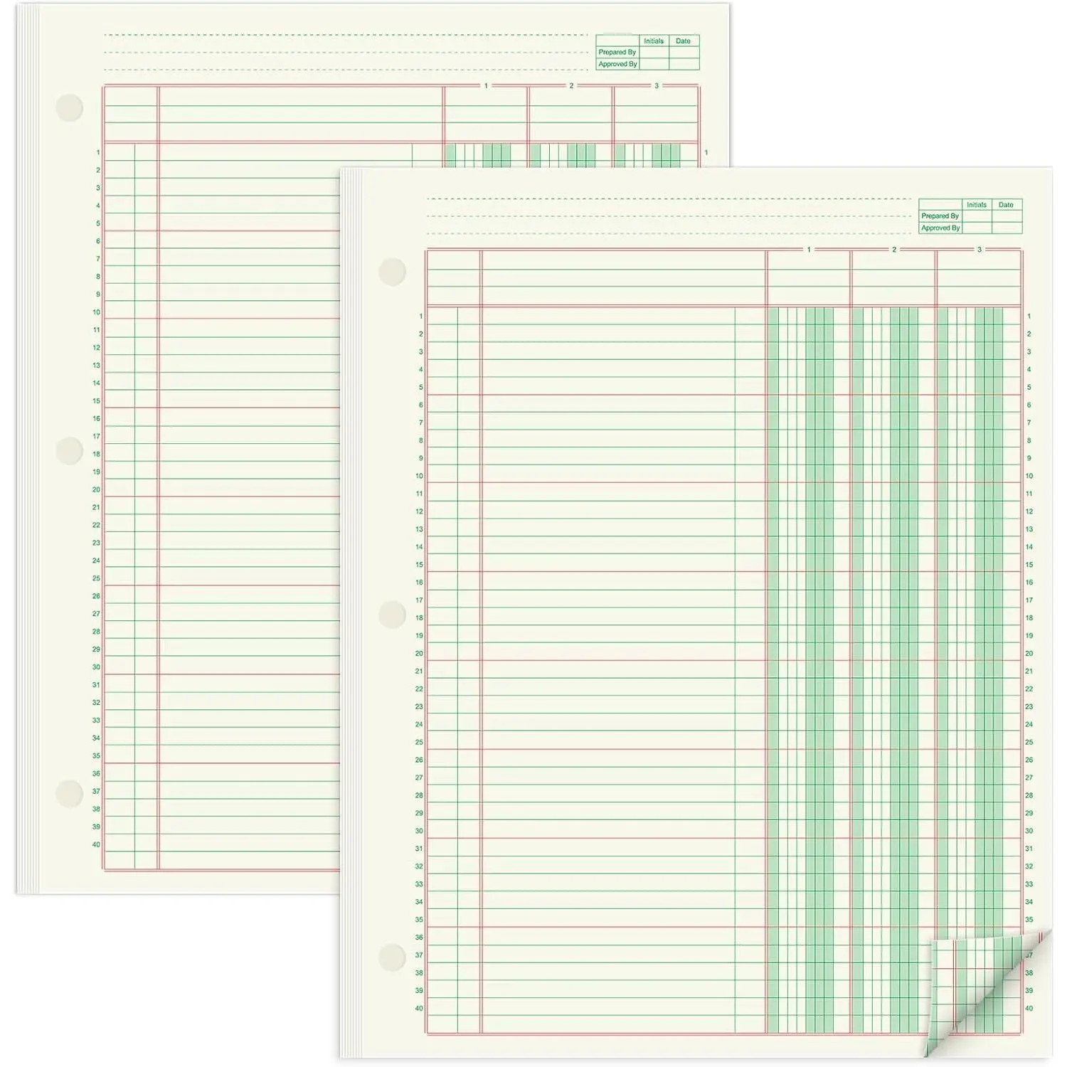 2 Pads 100 Sheets Columnar Analysis Pad 3 Column Ledger 3 Hole Punch Accounting Ledger Book 8-1/2 x 11 Ledger Paper Pad Double Page Format Columnar Pad for Business Bookkeeping & Data(3 Column Ledger)