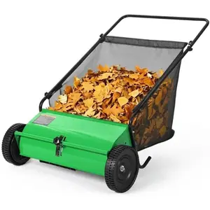 26" Push Lawn Sweeper with 4 High-Speed Brushes | 7 Cu.ft Walk-Behind Leaf & Grass Collector, Eco-Friendly Manual Yard Sweeper for Lawn & Driveway