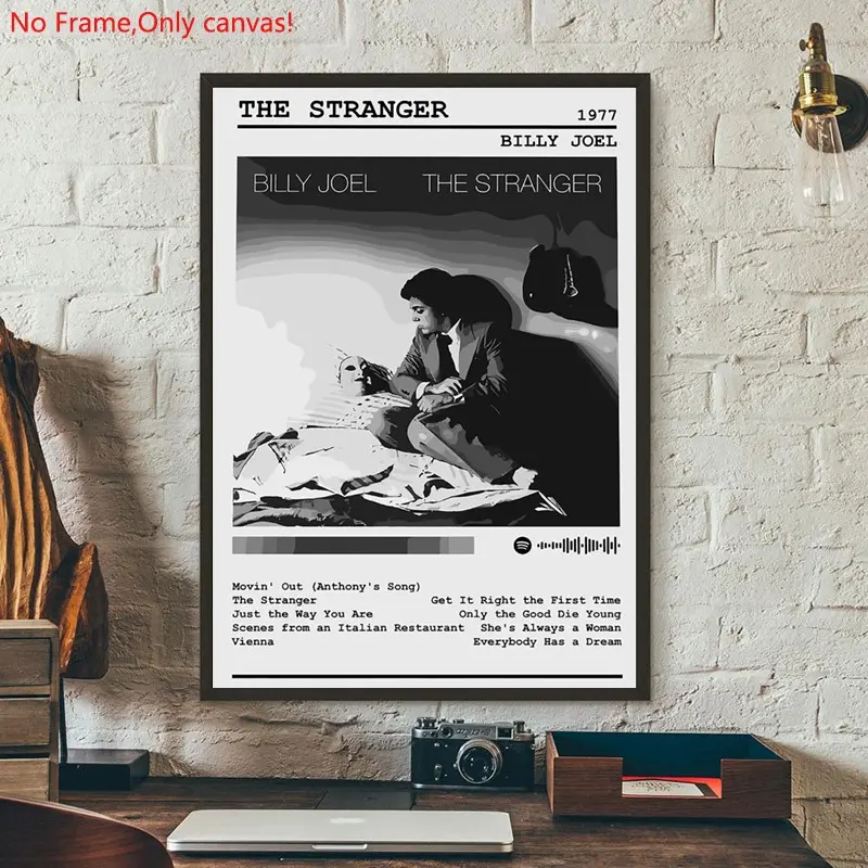 1 piece/set frameless canvas painting print poster, Classic Character Album art，Billy Joel - The Stranger Album Cover ，a perfect gift for Music loves, ideal gift for bedroom, living room, dorm hallway, kitchen, mural, wall decoration, room decor