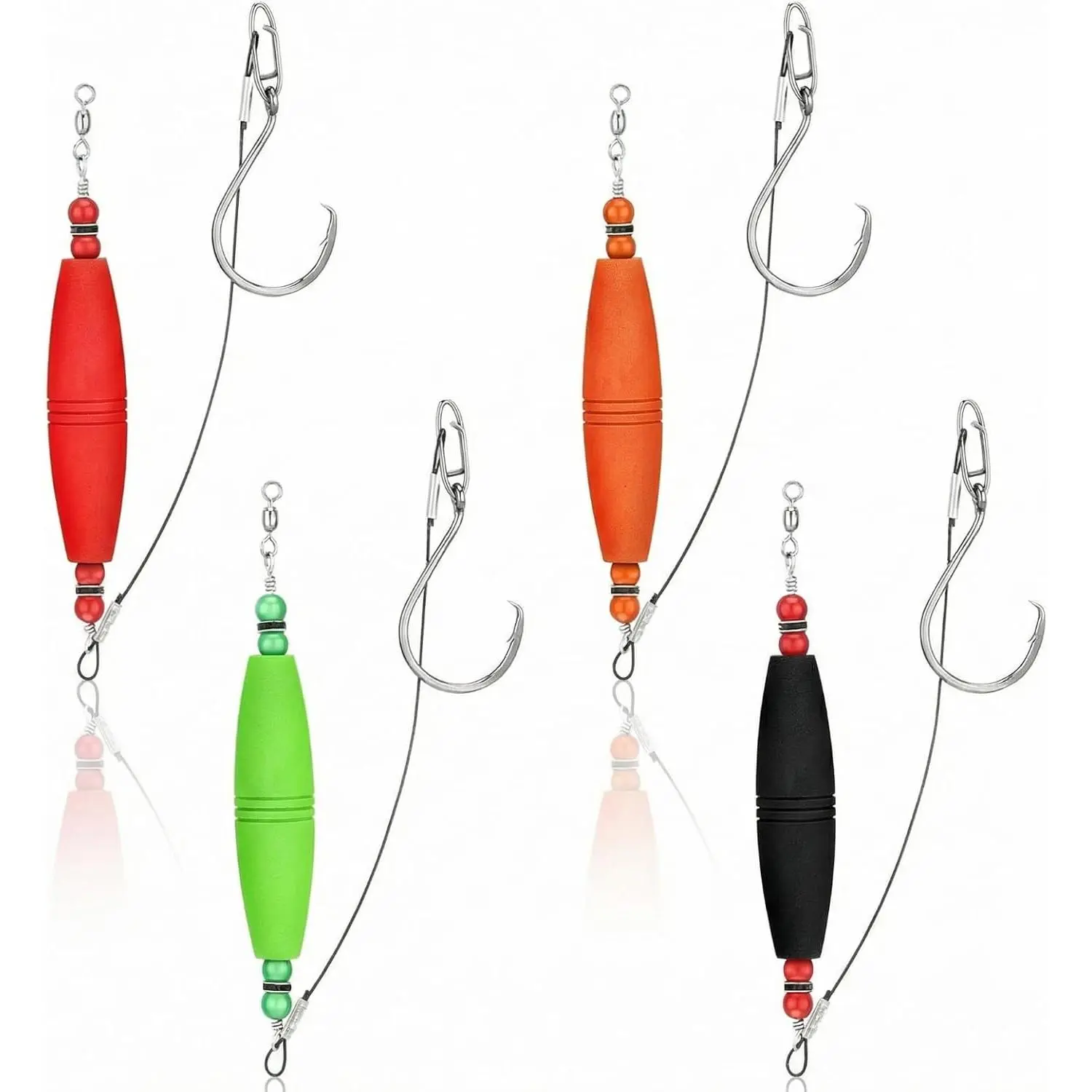 4 count Catfish Float Rigs Fishing Bobbers 3 Inch Float Popping Corks Catfishing Equipment Tackle Combo EVA Peg High Buoyancy  Circle Hooks Weight