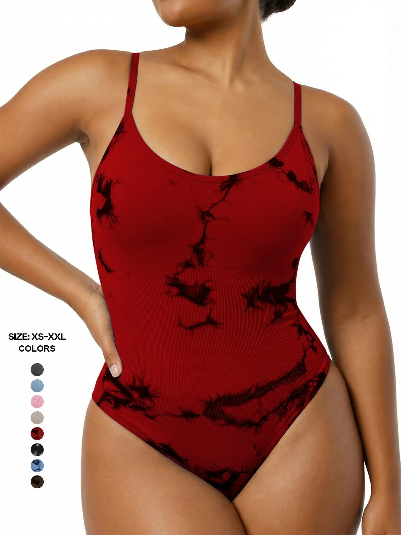Seamless Thong Bodysuit for Women, Tummy Control, Body Shaping, Crotch Snap, Supportive Camisole, Tie Dye, All Season Wear