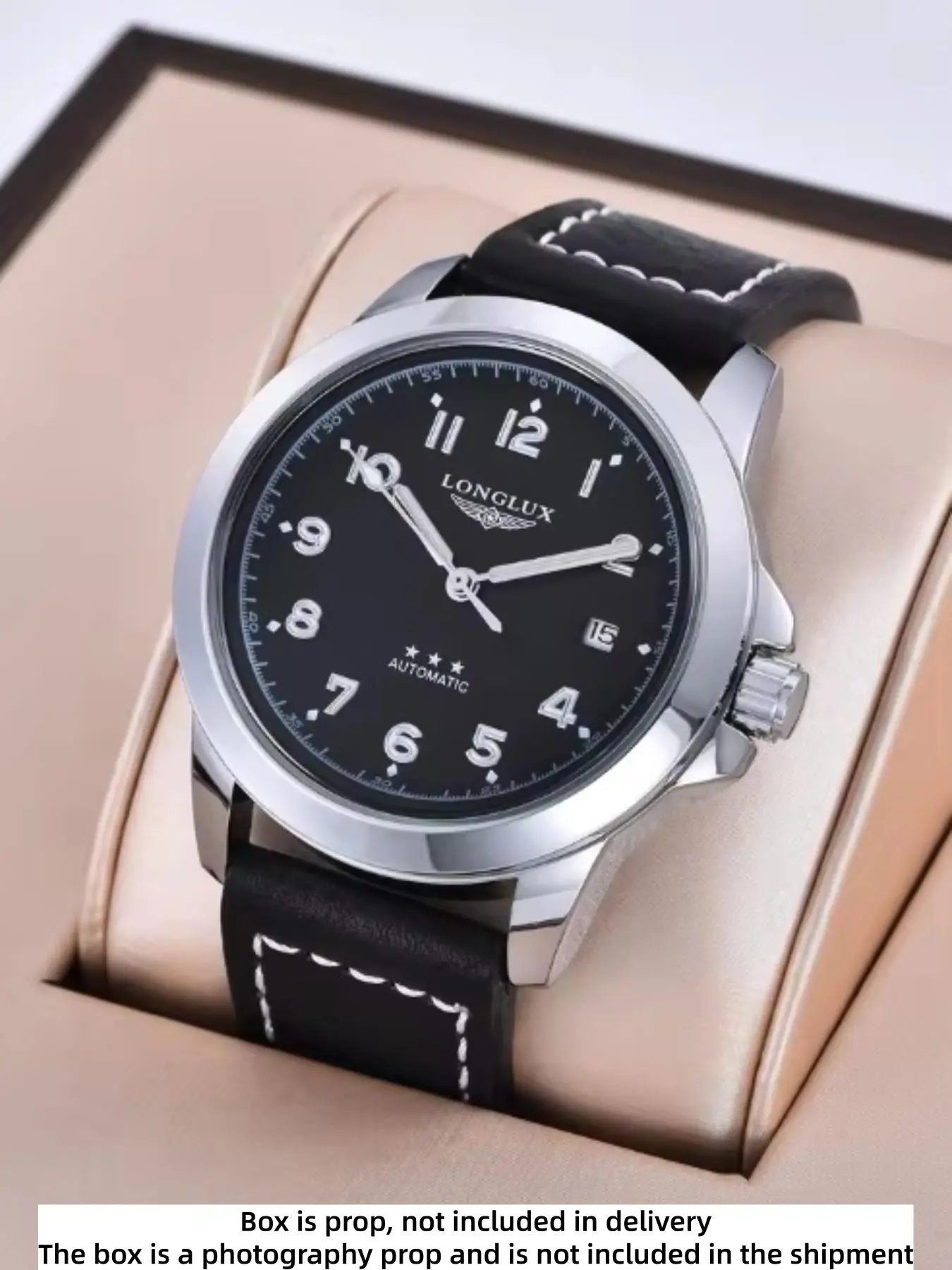 Luxury Men's Automatic Mechanical Watch, Automatic Wristwatch, Vintage Pilot Open Heart Waterproof Luminous Calendar Digital Dial, Durable Leather Strap Business Casual
