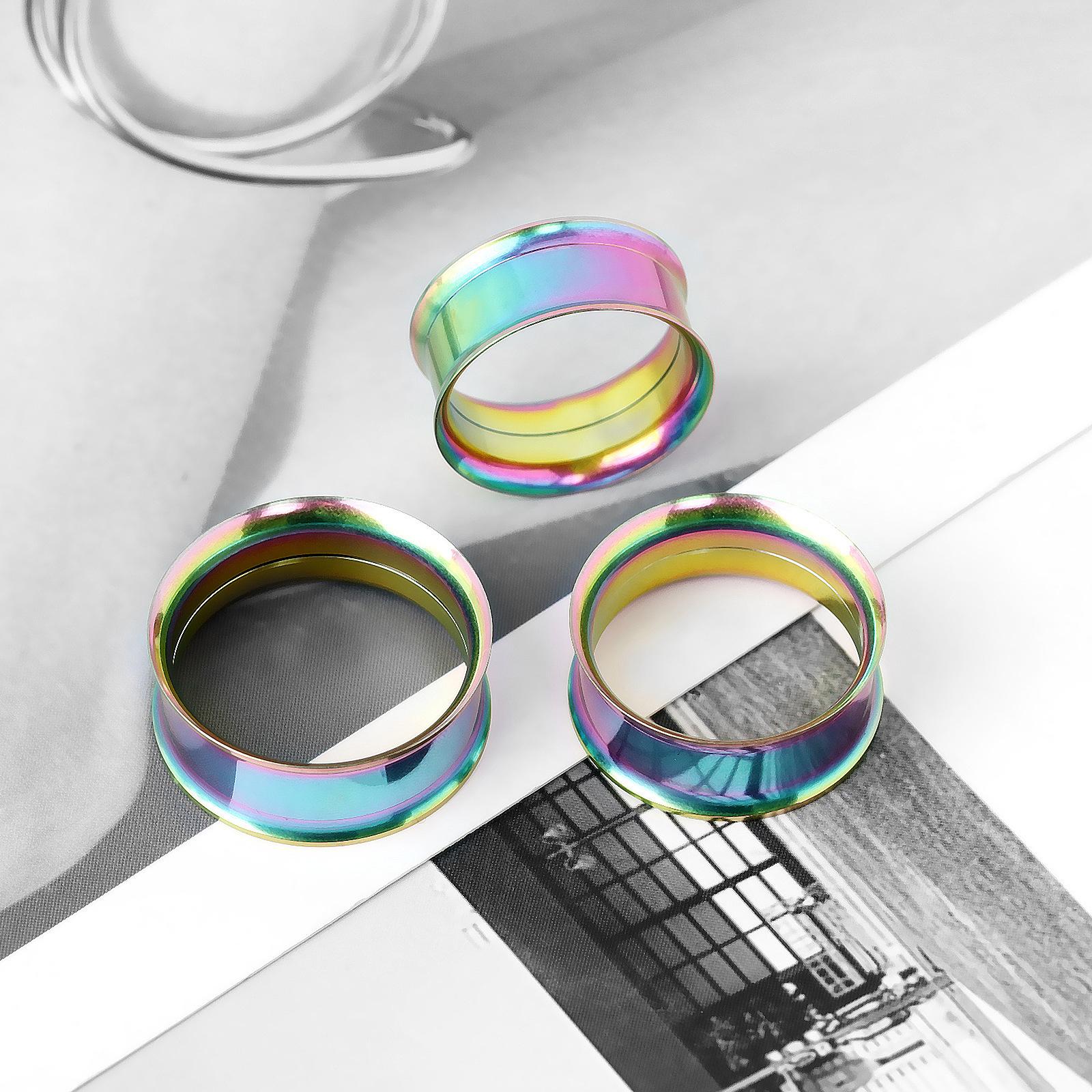 316L Stainless Steel Double Flared Ear Gauges Set, 2G-00G Ear Tunnels Plugs, Hypoallergenic Ear Stretching Jewelry for Women Men