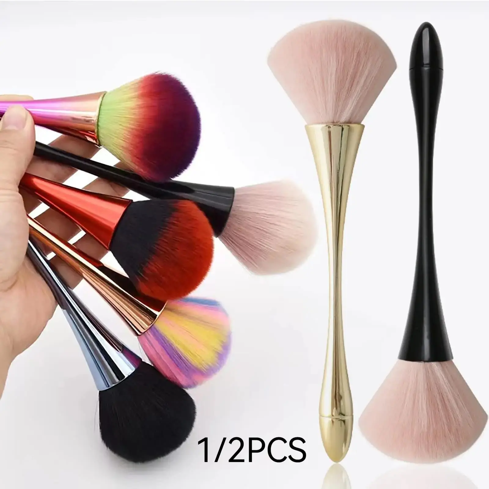Nail Dust Brush Set, Acrylic Brush Cleaner, Nail Care, Nail Supplies, Cleansing & Nail Brushes for Efficient Dust Removal, Ideal for Manicure Tools, Long-Handled Nail Art Brushes, Cosmetic Brush