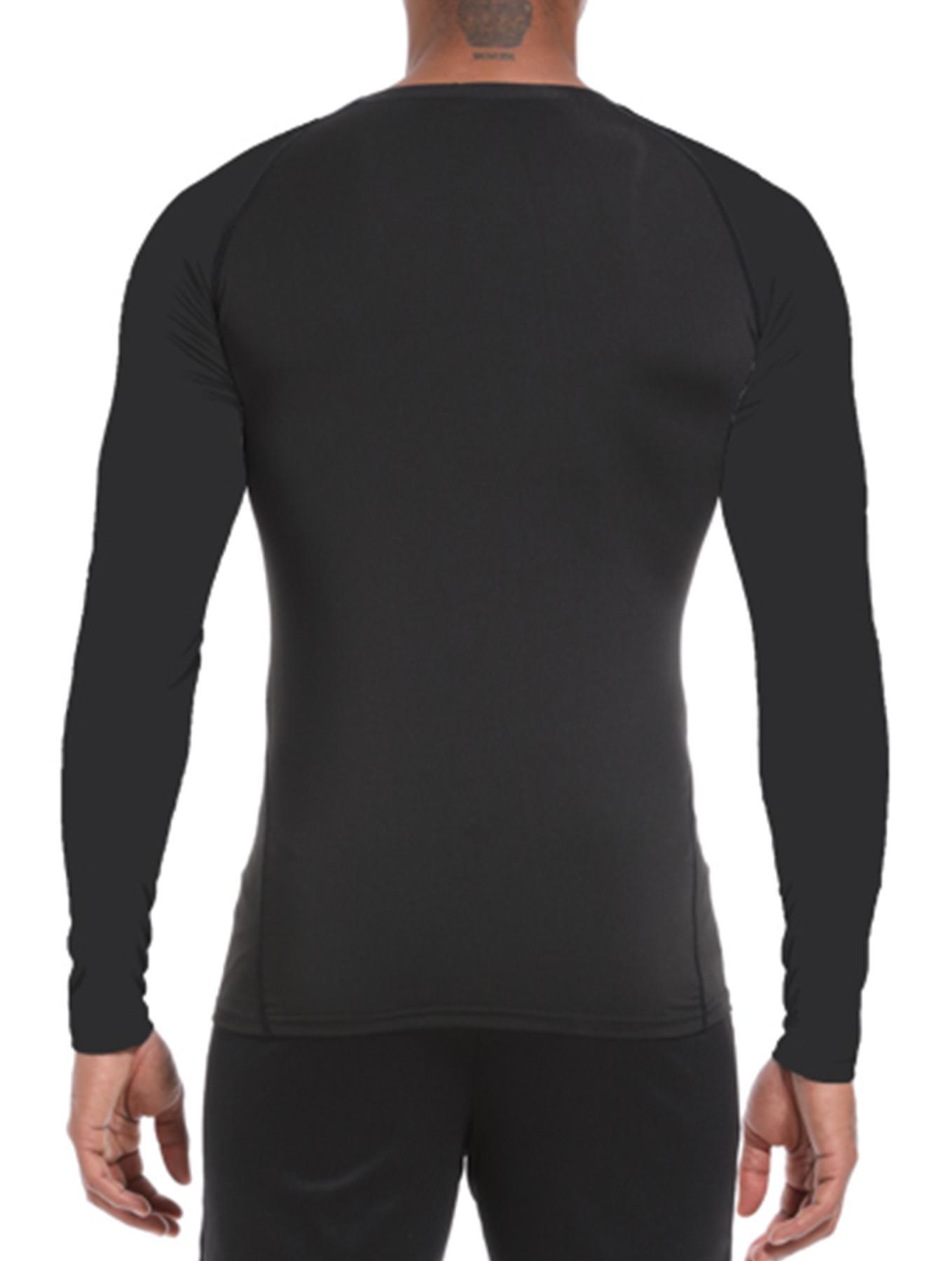 Men's Cross Print Round Neck Sports Tee, Tight Sporty Quick Drying Breathable Long Sleeve T-shirt, Men's Sportswear for Spring & Fall Gym Workout, Athletic Style High Performance Activewear