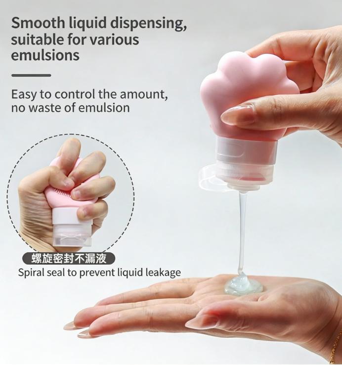 Travel Silicone Refillable Bottles, Portable Leak-Proof Containers for Shampoo, Conditioner and Body Wash