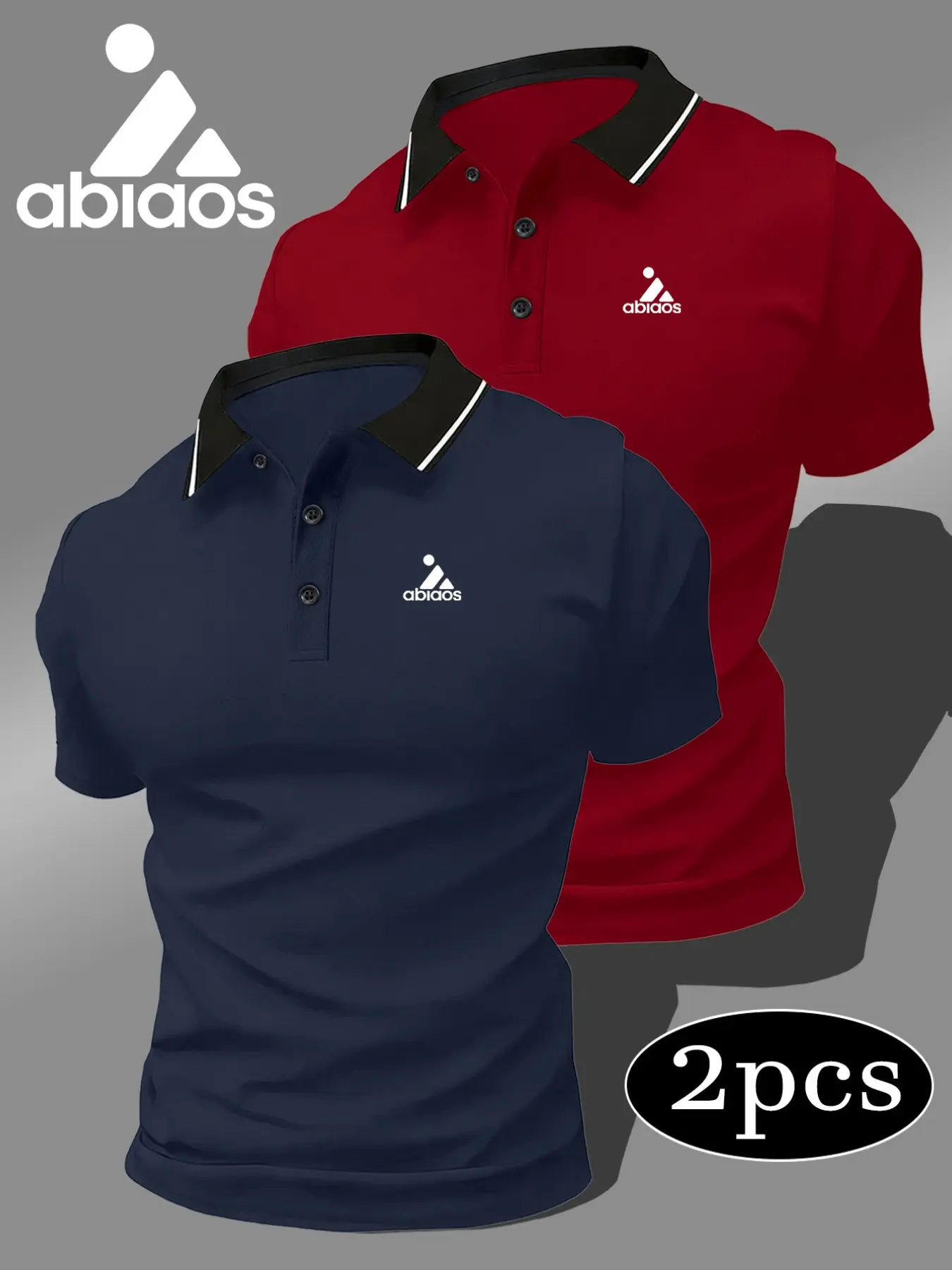Men's Quick-Dry Polo Shirt Set, Geometric Print, Sporty Style, Short Sleeve, Breathable and Comfortable, Casual Fashion Top