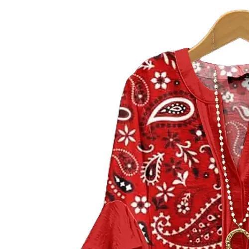 NewCherrybetty Paisley Print Ruffle Sleeve  Going Outfits Blouses  Vintage 90s  Funny Shirts  Elegant Classy  Blouse Fathersdaygifts tops