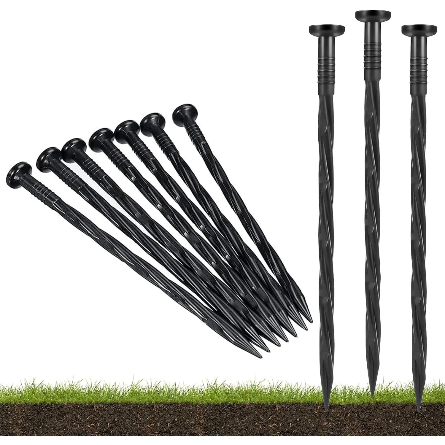100 Pack Landscape Anchoring Stakes Edging Spikes Spiral Ground Stakes Nylon Spikes for Paver Edging, Weed Barriers, Turf, Construction