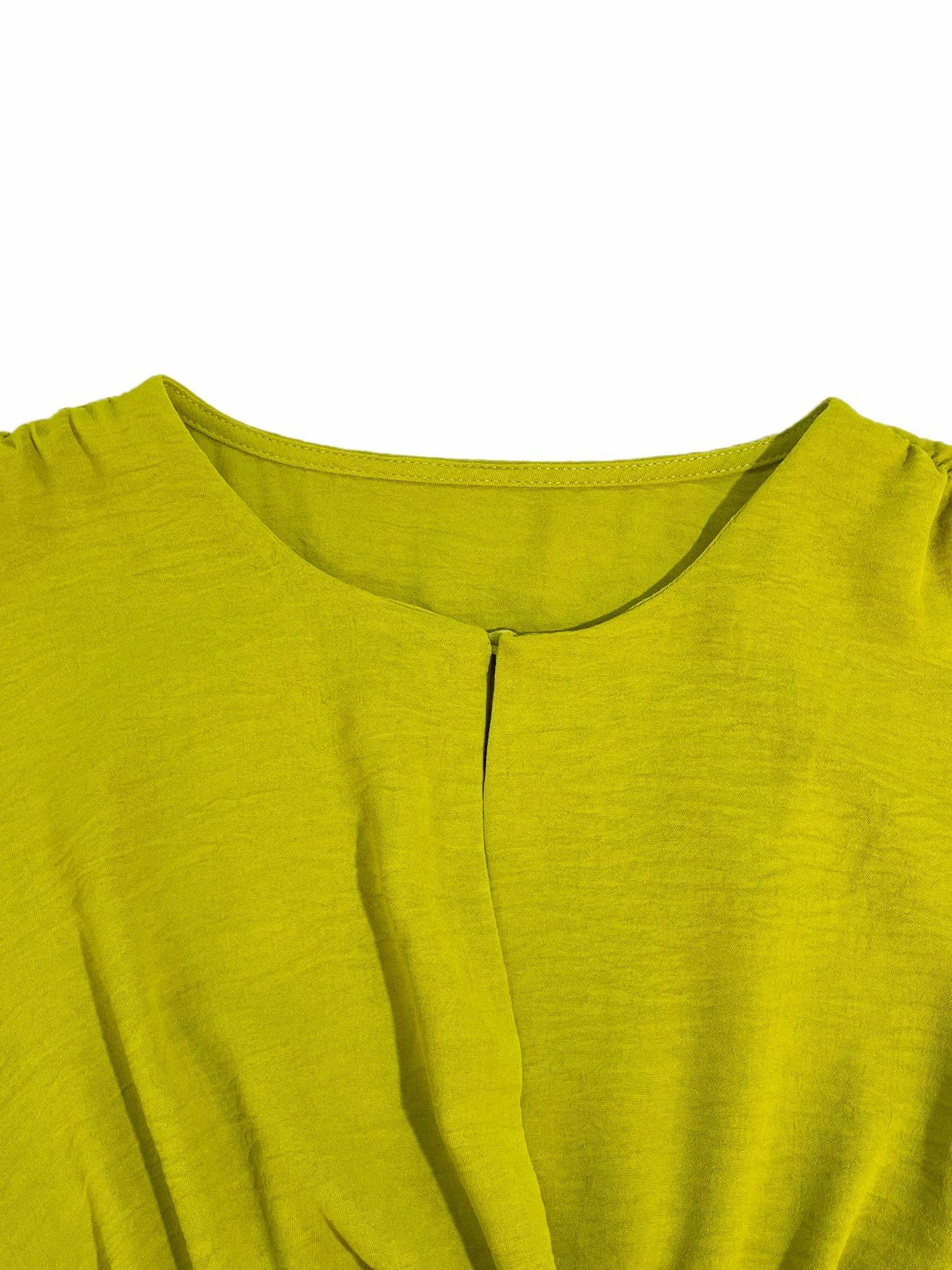 Women's Sleeveless Round Neck Plain Waist-Cinched A-Line Dress with Slimming Front Design, Perfect for Daily Commute