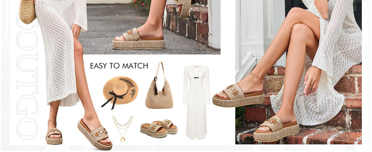 Coutgo Womens Platform Sandals Raffia Espadrilles Metal Chain Slip on Open Toe Cute Beach Slide Sandals Coutgo Womens Platform Sandals Raffia Espadrilles Metal Chain Slip on Open Toe Cute Beach Slide Sandals