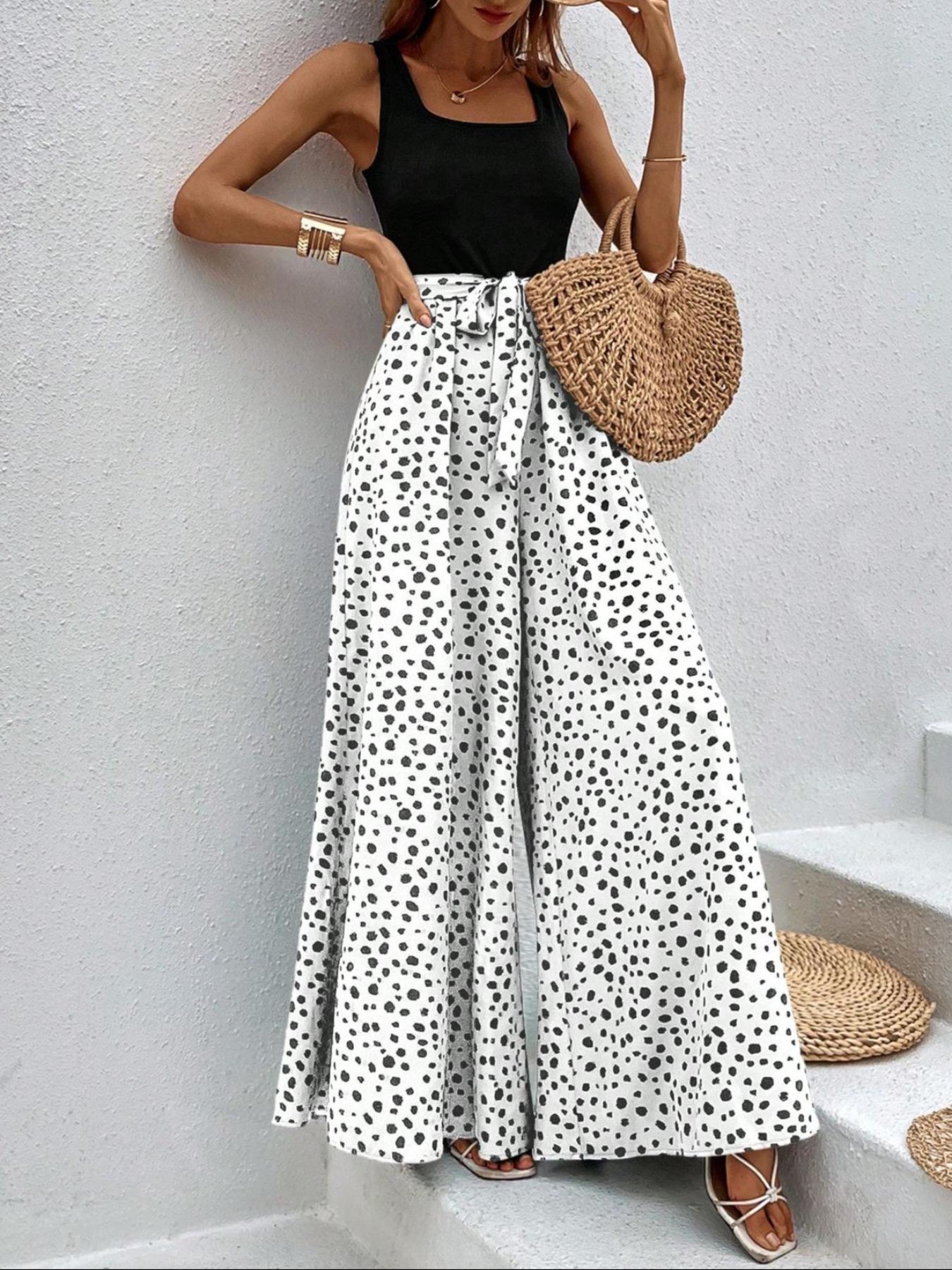 Women's Leopard Print Belted Wide Leg Jumpsuit, Casual Sleeveless Jumpsuit for Summer, Women's Jumpsuit for Daily Wear