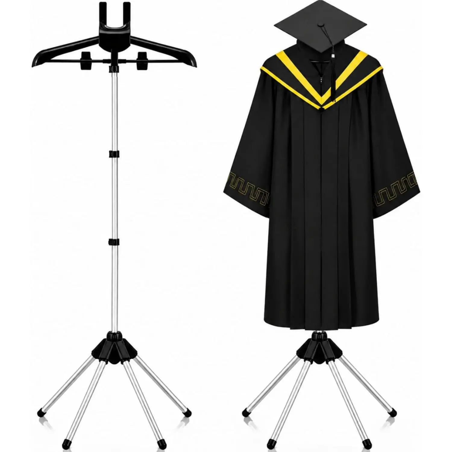 Cap and Gown Display Stand, 33-61Inch| Adjustable T Shirt Clothing Hanging Display Rack, Portable Garment Steamer Stand for for Jacket, Dress,Suit, Coat