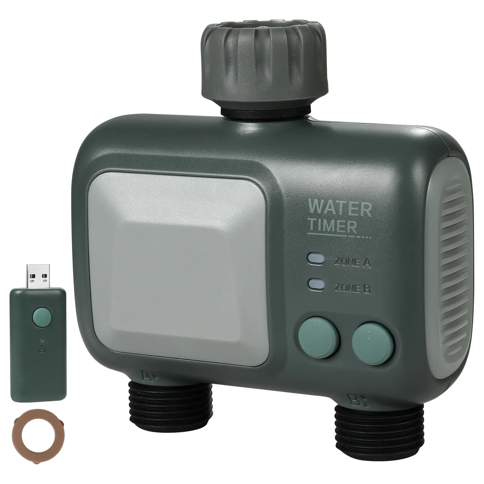 2-Outlet Smart WiFi-Bluetooth Sprinkler Controller, 2.4Ghz APP Control, Brass Inlet, High Pressure, IPX6 Rated, Voice Control for Alexa & Google Assistant, Yard Watering Smart Hose Faucet Controller