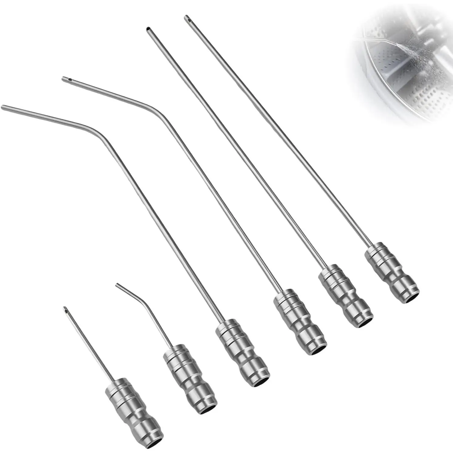 Stainless Steel High-Pressure Washer Nozzle Kit with Quick Connect Kit - Flush Wand Tips for Cleaning Car Crevices, Tires, Washing Machines