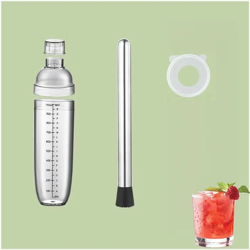 3 PCS Set Shaker Cup with Scale Mark, Hand Cocktail Shaker Set, Milk Tea Shaking Tool Kit, Bubble Tea Shop, Bar & Beverage Making Supplies