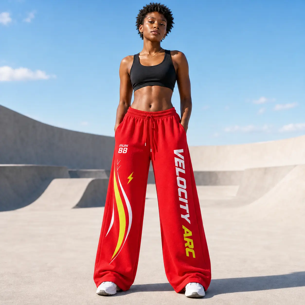 Women’s Plus Size Sporty Wide Leg Sweatpants - Oversized Baggy Track Pants with Elastic Drawstring Waist, Bold Letter Graphic Print, Pockets - Comfy Streetwear Lounge Pants for Gym, Travel, Casual Outfits, Plus Size Fashion