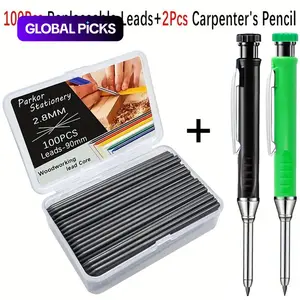 3-piece/set high-quality creative woodworking pencil set, 2.8mm core filled woodworking pencil, for deep hole marking and drawing, HB pencil lead not easily broken, suitable for carpenters and construction workers, Mechanical Pencils Set #TOP PICKS
